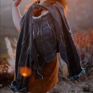 ✨Beautiful Black Denim Rhinestone Fringe M/L